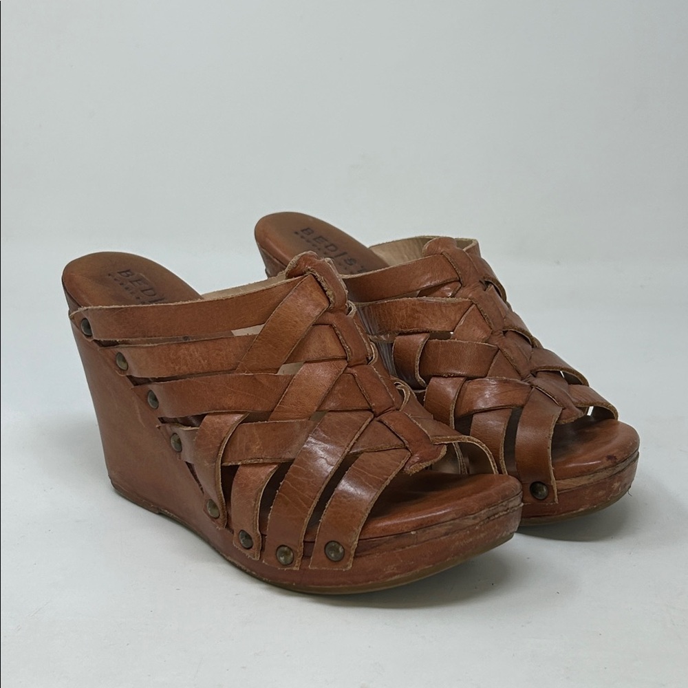 Bed Stu Gina II Leather Wedge Sandals Shoes Size 6 - Picture 2 of 8